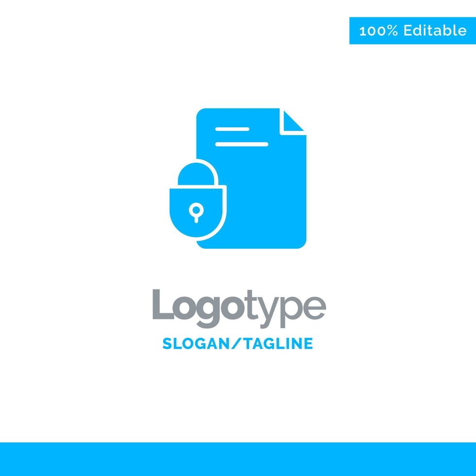 File Document Lock Security Internet Blue Solid Logo Template Place for Tagline vector