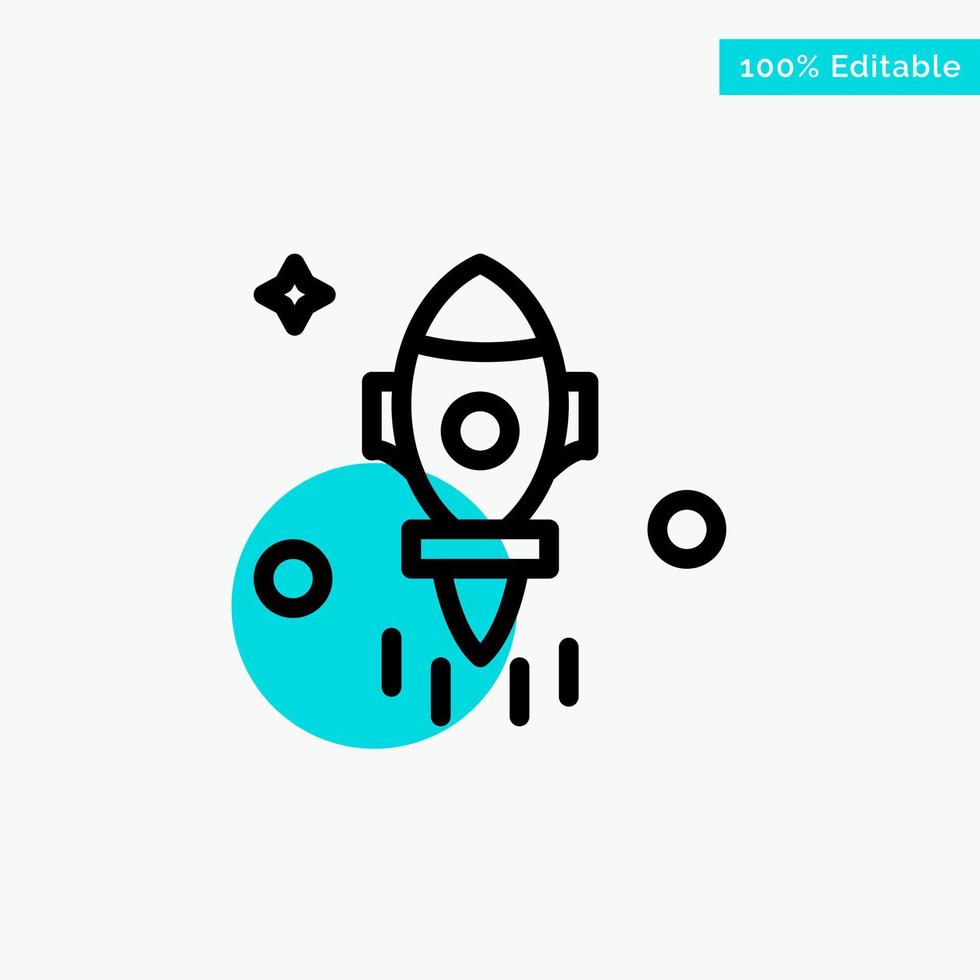 Astronomy Rocket Space Fly turquoise highlight circle point Vector icon