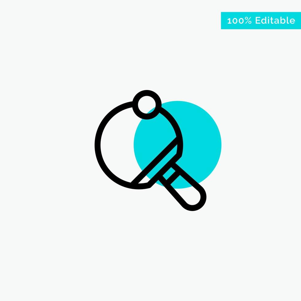 Pong Racket Table Tennis turquoise highlight circle point Vector icon