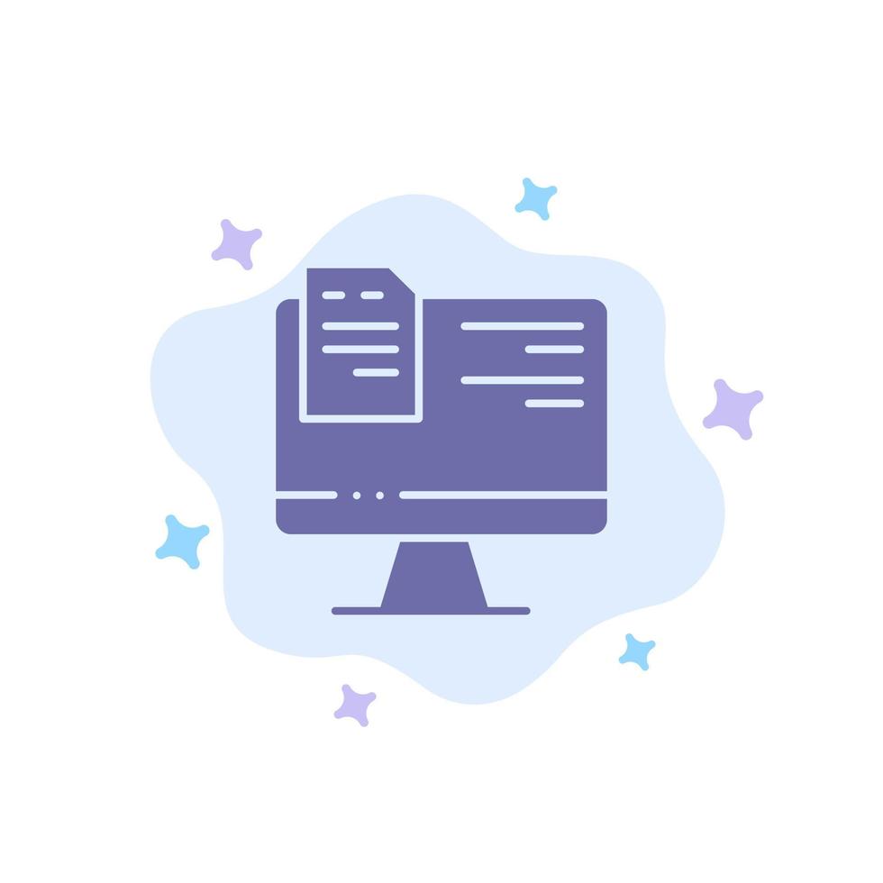 Computer File Education Online Blue Icon on Abstract Cloud Background vector