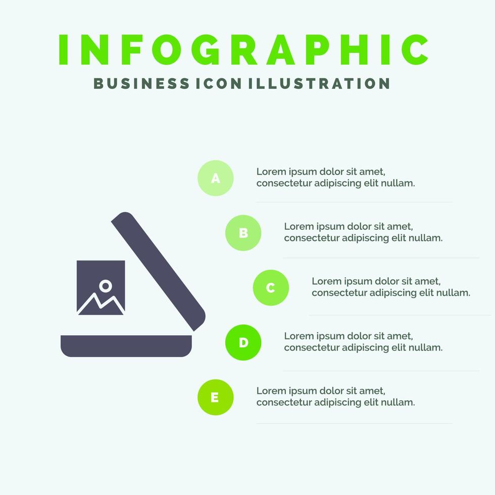 Image Gallery Picture Solid Icon Infographics 5 Steps Presentation Background vector