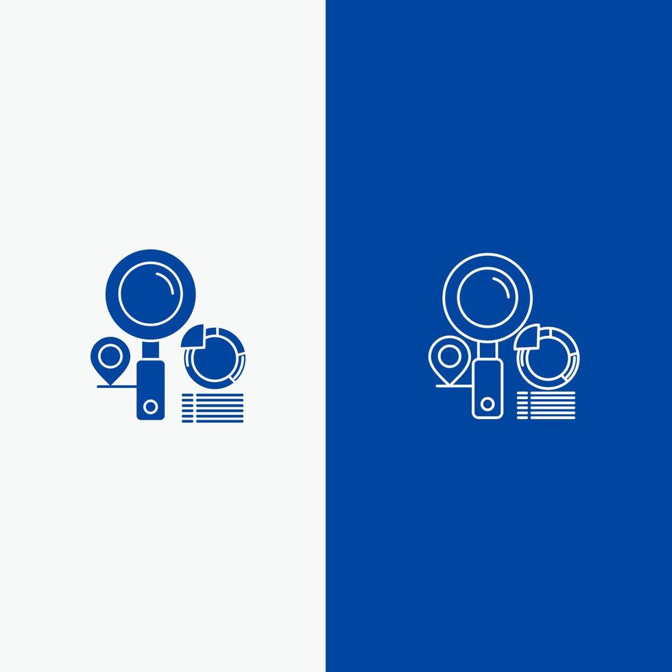 Search Location Finder Graph  Line and Glyph Solid icon Blue banner Line and Glyph Solid icon Blue banner vector