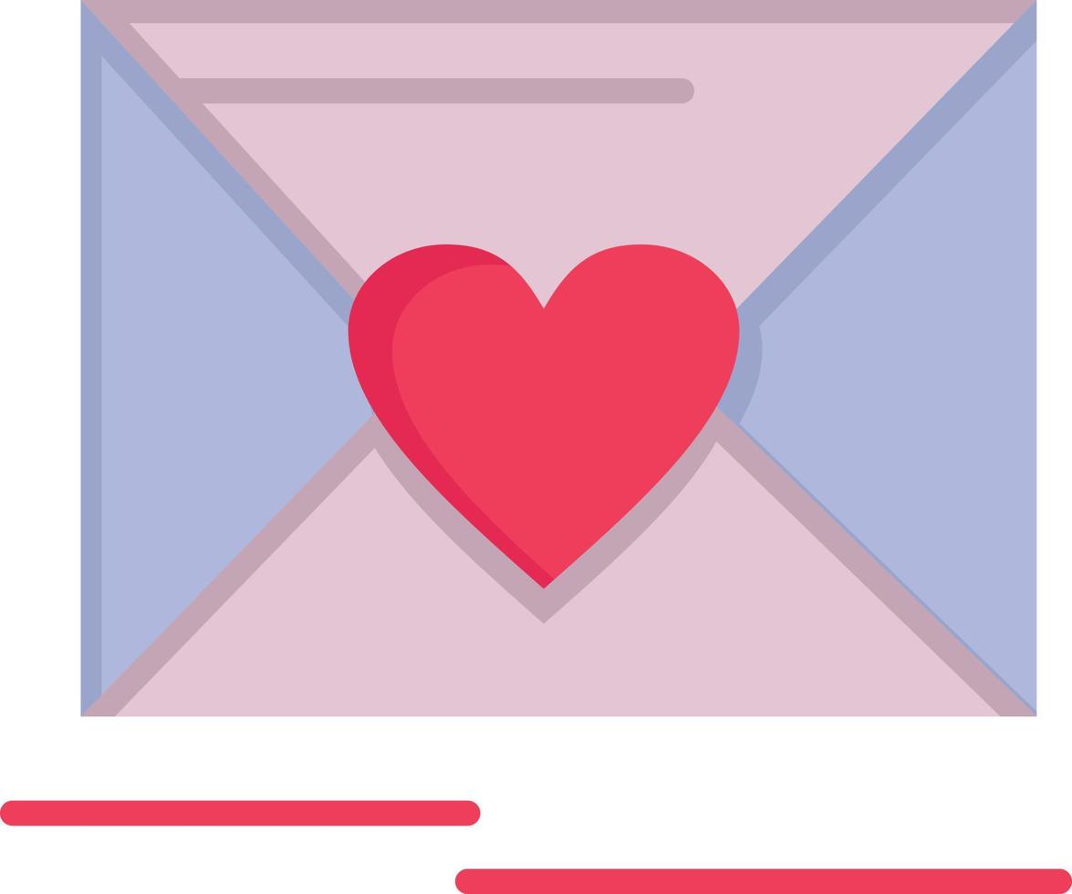 Mail Love Heart Wedding  Flat Color Icon Vector icon banner Template