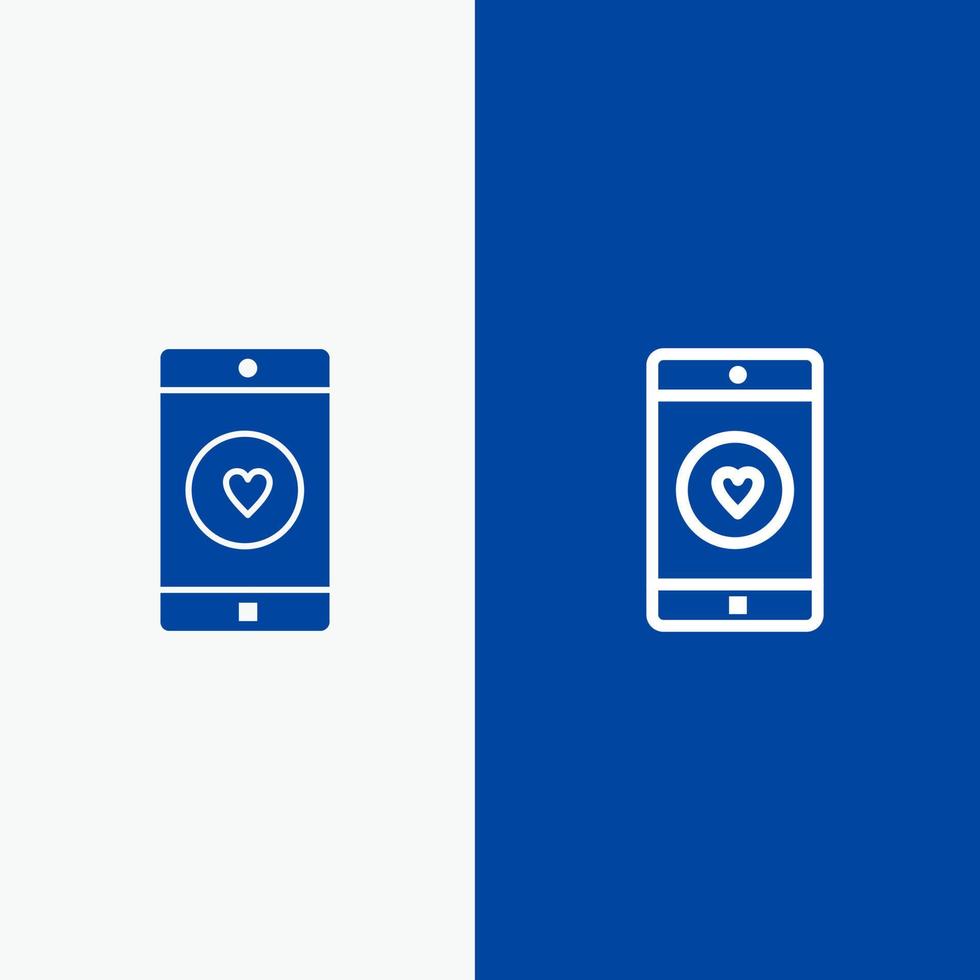 Application Mobile Mobile Application Like Heart Line and Glyph Solid icon Blue banner Line and Glyph Solid icon Blue banner vector