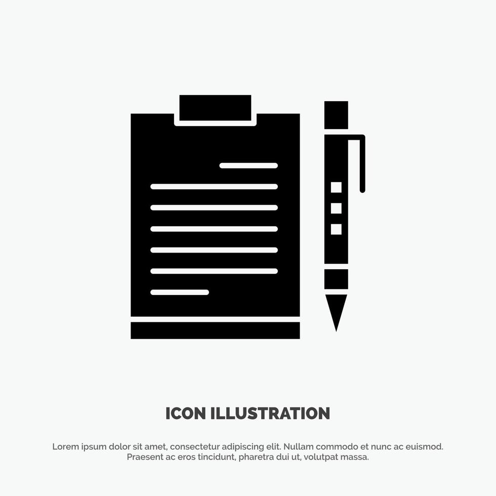 Document Business Clipboard File Page Planning Sheet solid Glyph Icon vector