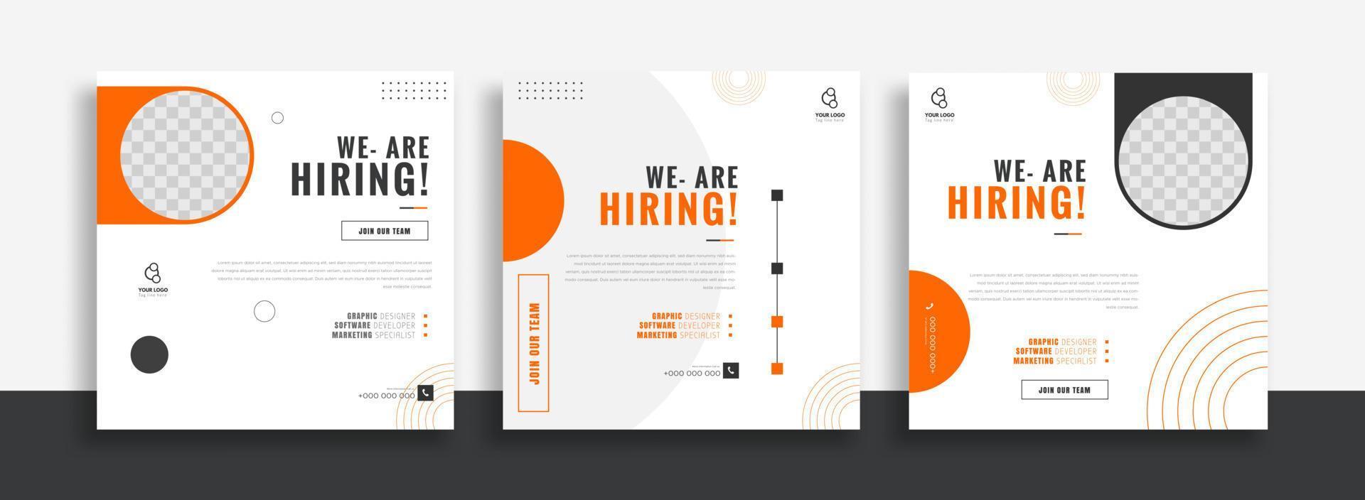 We are hiring job vacancy social media post banner design template with green and black color. We are hiring job vacancy square web banner design. vector
