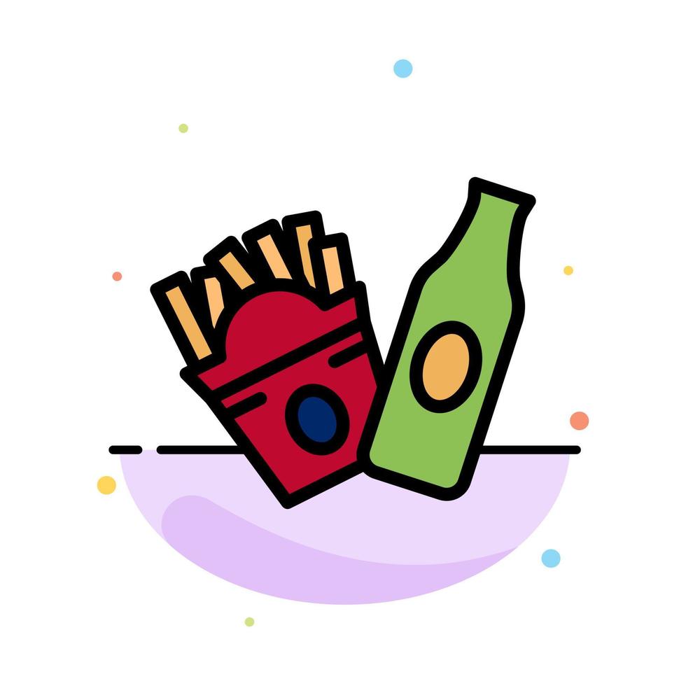 Bottle Fries American Abstract Flat Color Icon Template vector