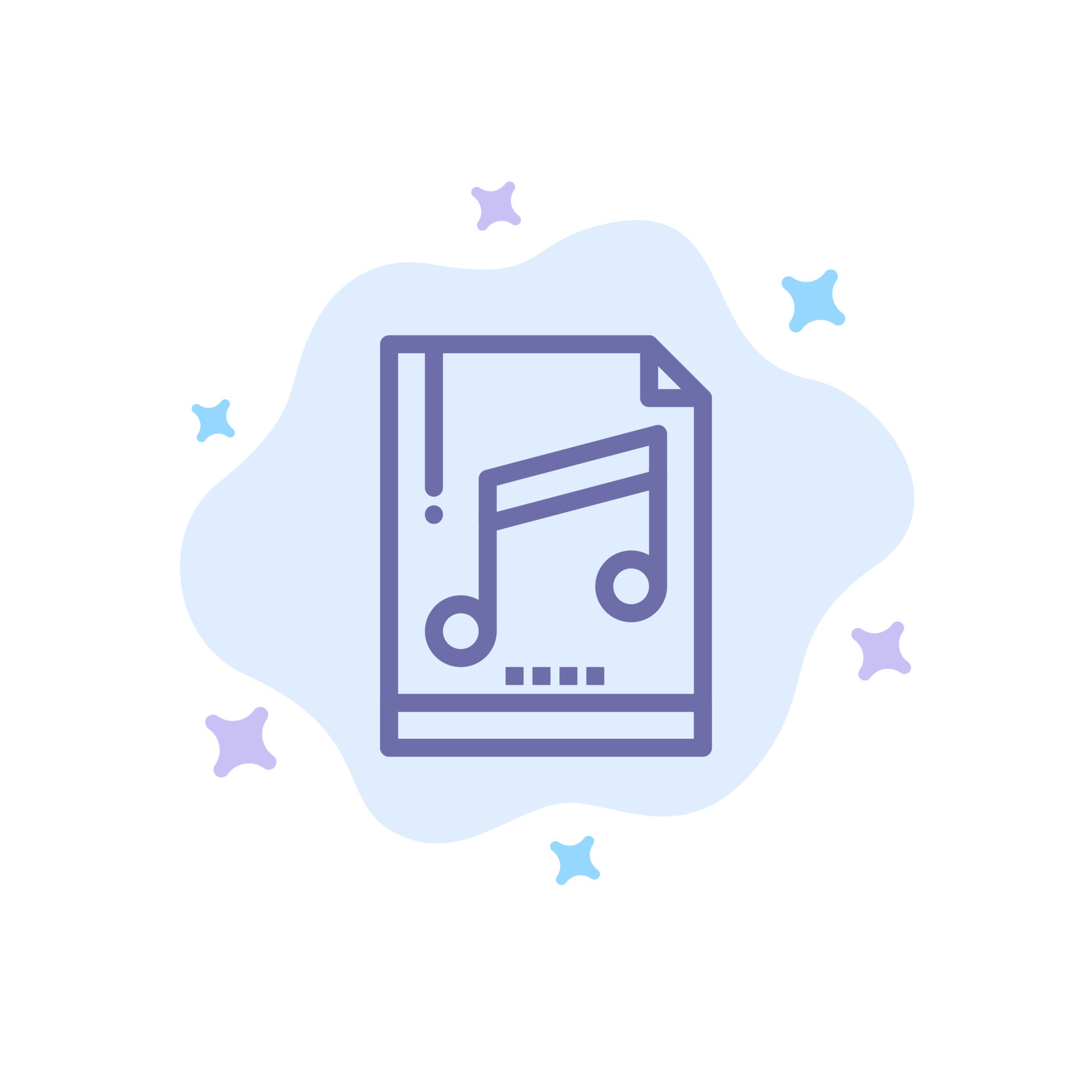 Audio Computer File Mp3 Sample Blue Icon on Abstract Cloud Background