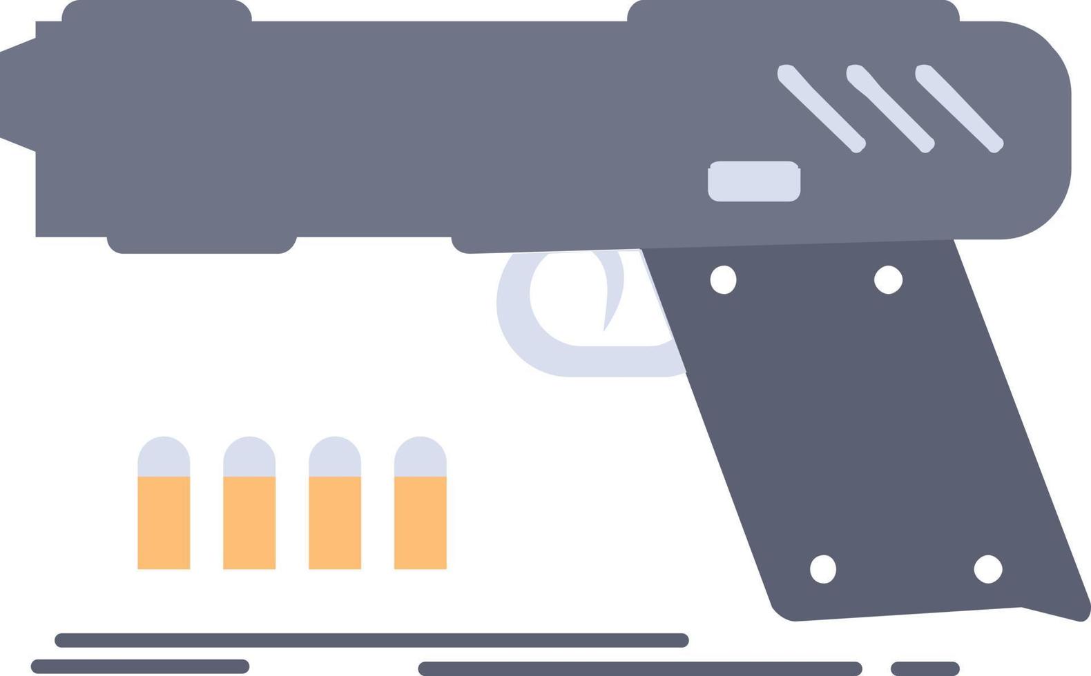 gun handgun pistol shooter weapon Flat Color Icon Vector