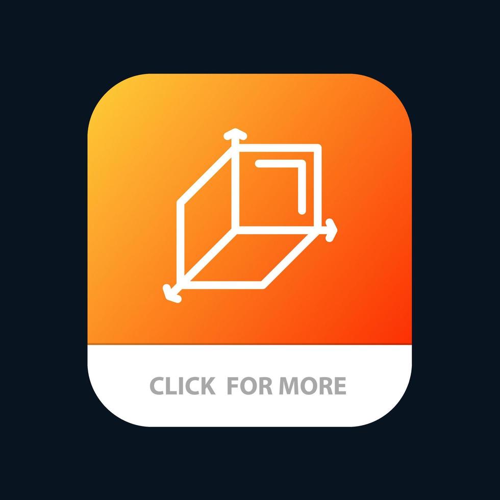Botón de aplicación móvil de diseño cuboide de caja 3d versión de línea android e ios vector