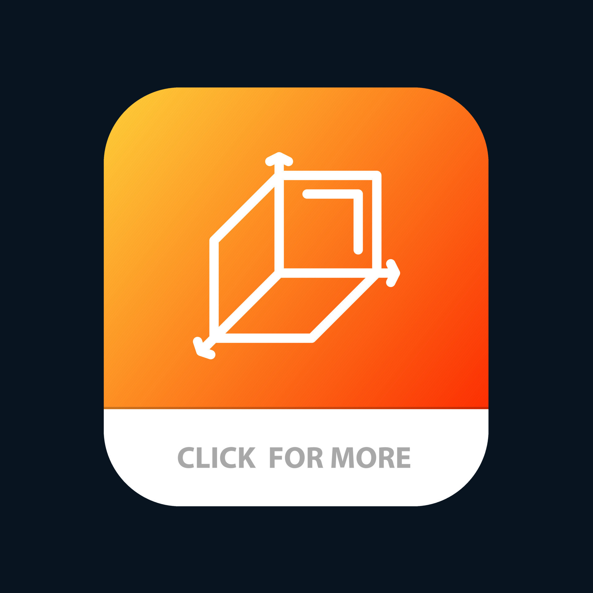 3d Box Cuboid Design Mobile App Button Android and IOS Line Version