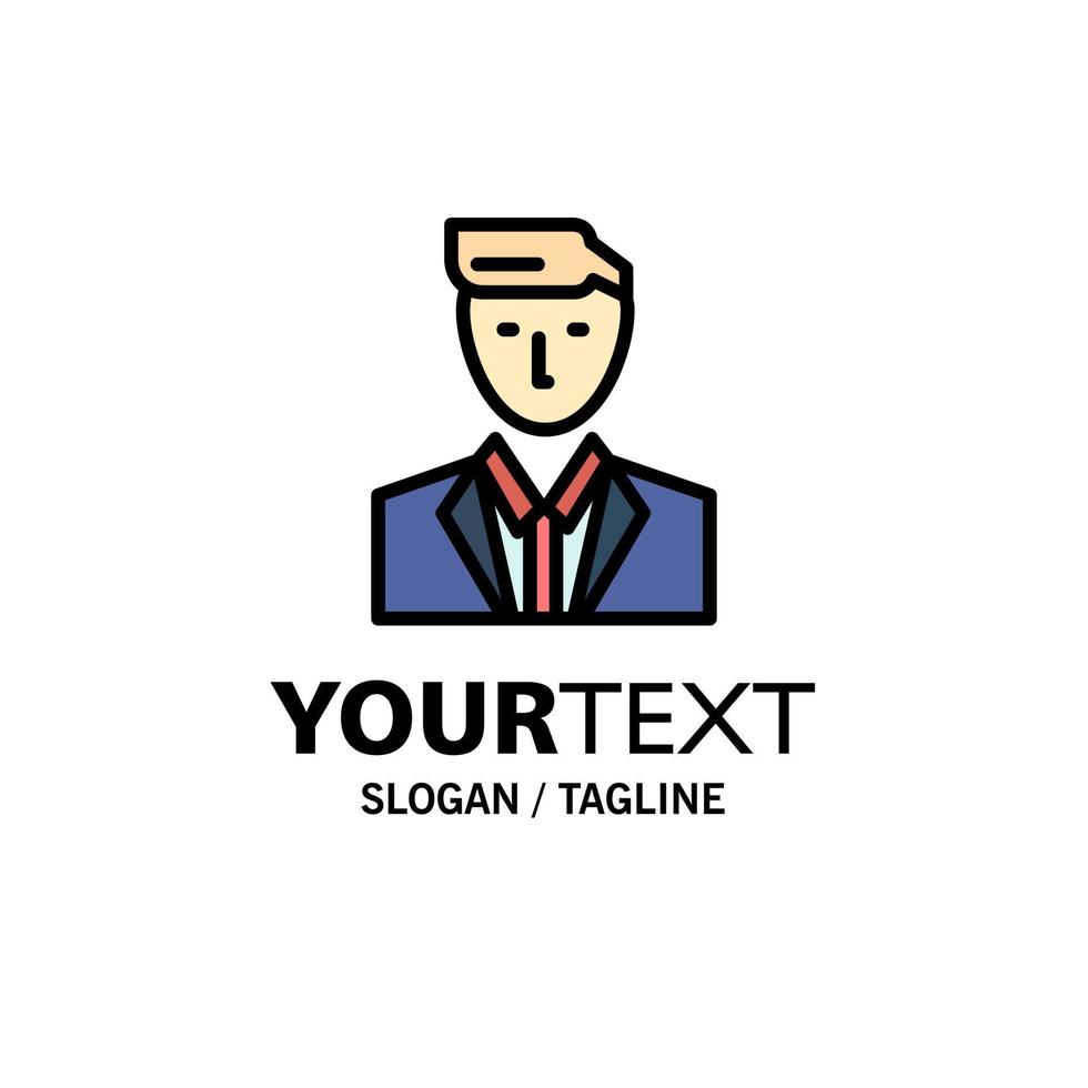 Boss Ceo Head Leader Mr Business Logo Template Flat Color vector