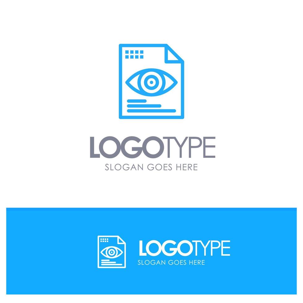 File Text Eye Computing Blue Logo Line Style vector