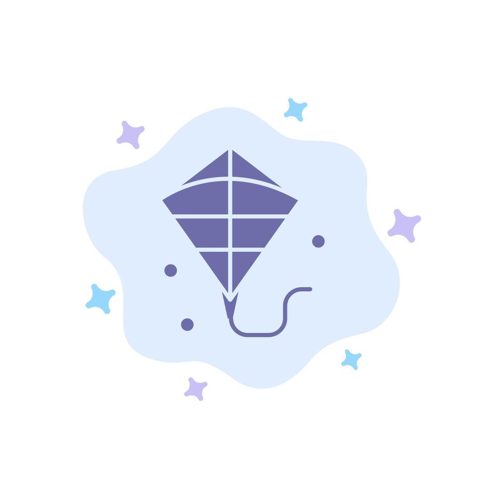 icono azul del festival de vuelo de cometas en el fondo abstracto de la nube vector