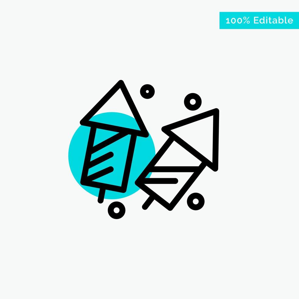 Celebrate Christmas Crackers Diwali Fireworks New Year turquoise highlight circle point Vector icon
