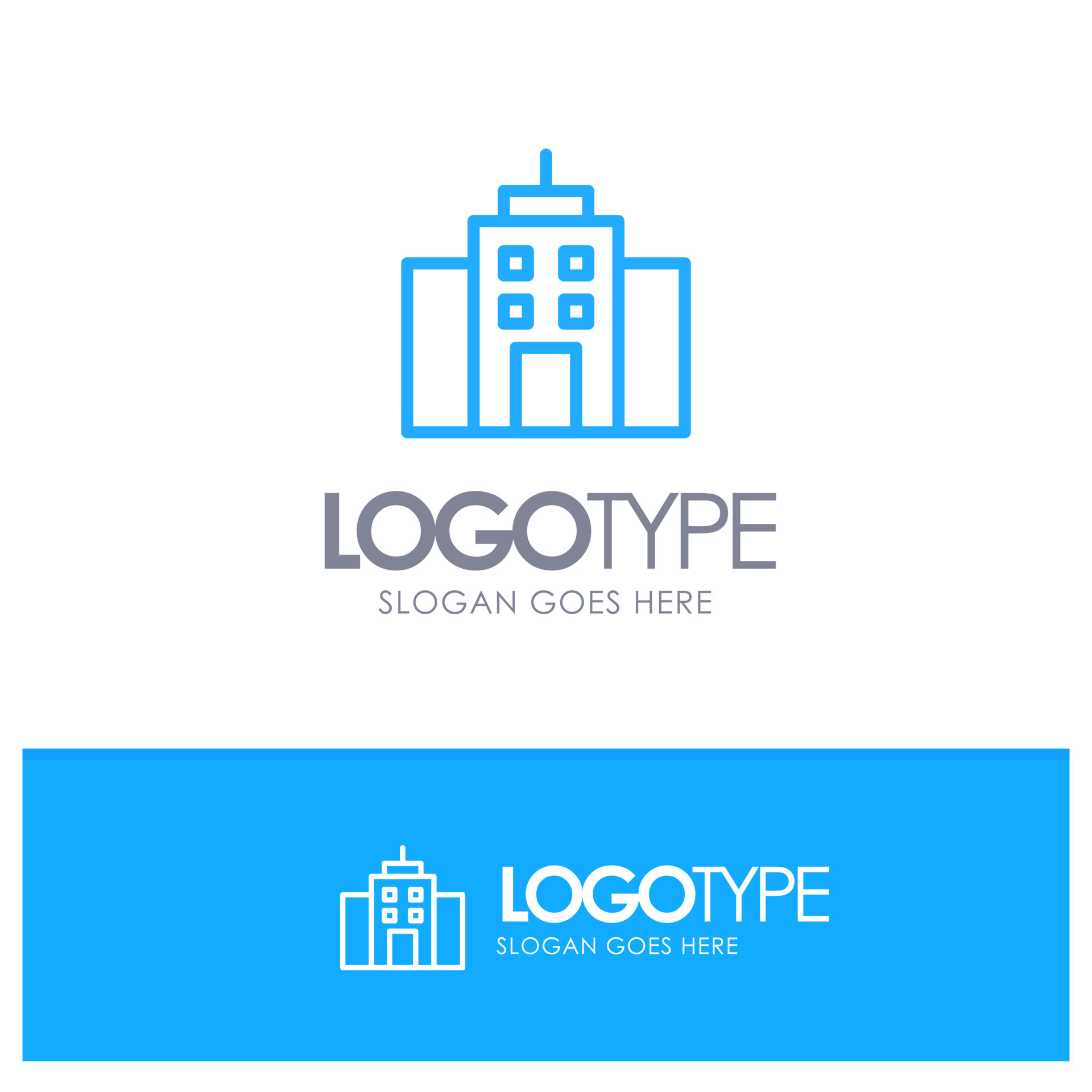 Building User Office Interface Blue Outline Logo Place for Tagline