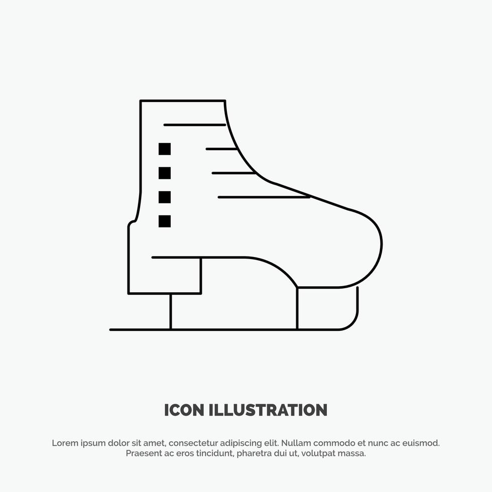 Boot Ice Skate Skates Skating Line Icon Vector