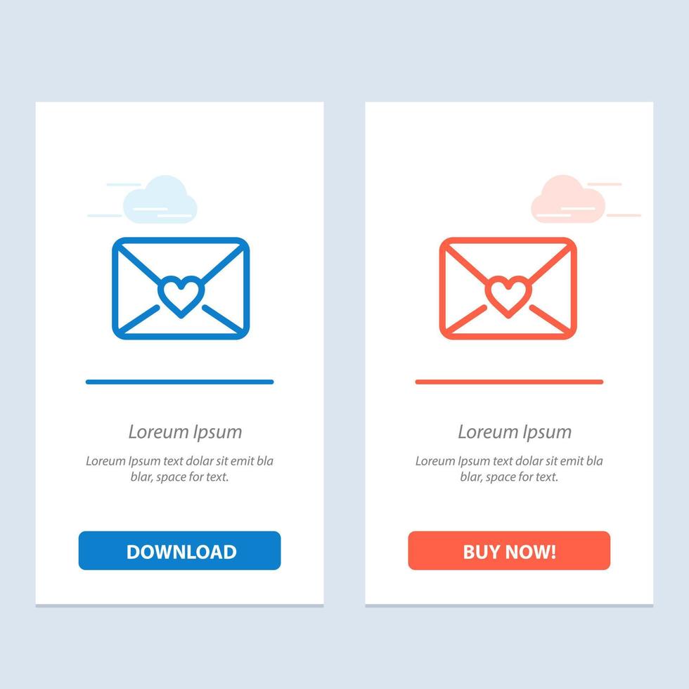 Mail Love Heart  Blue and Red Download and Buy Now web Widget Card Template vector