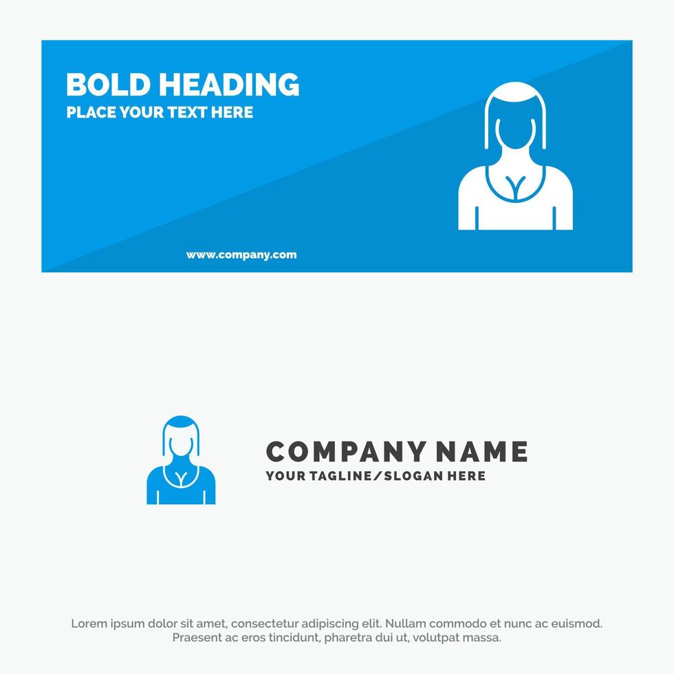 Actress Avatar Character Girl Lady SOlid Icon Website Banner and Business Logo Template vector