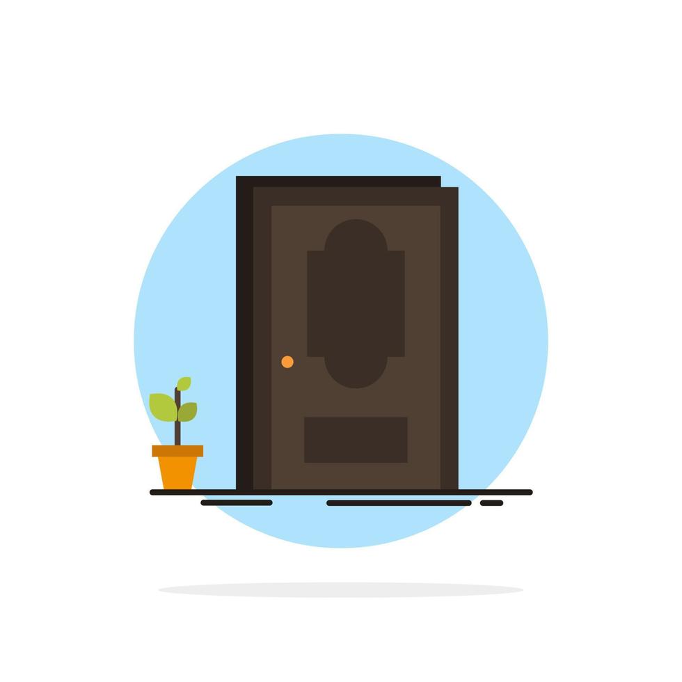 puerta cerrada madera planta resumen círculo fondo plano color icono vector