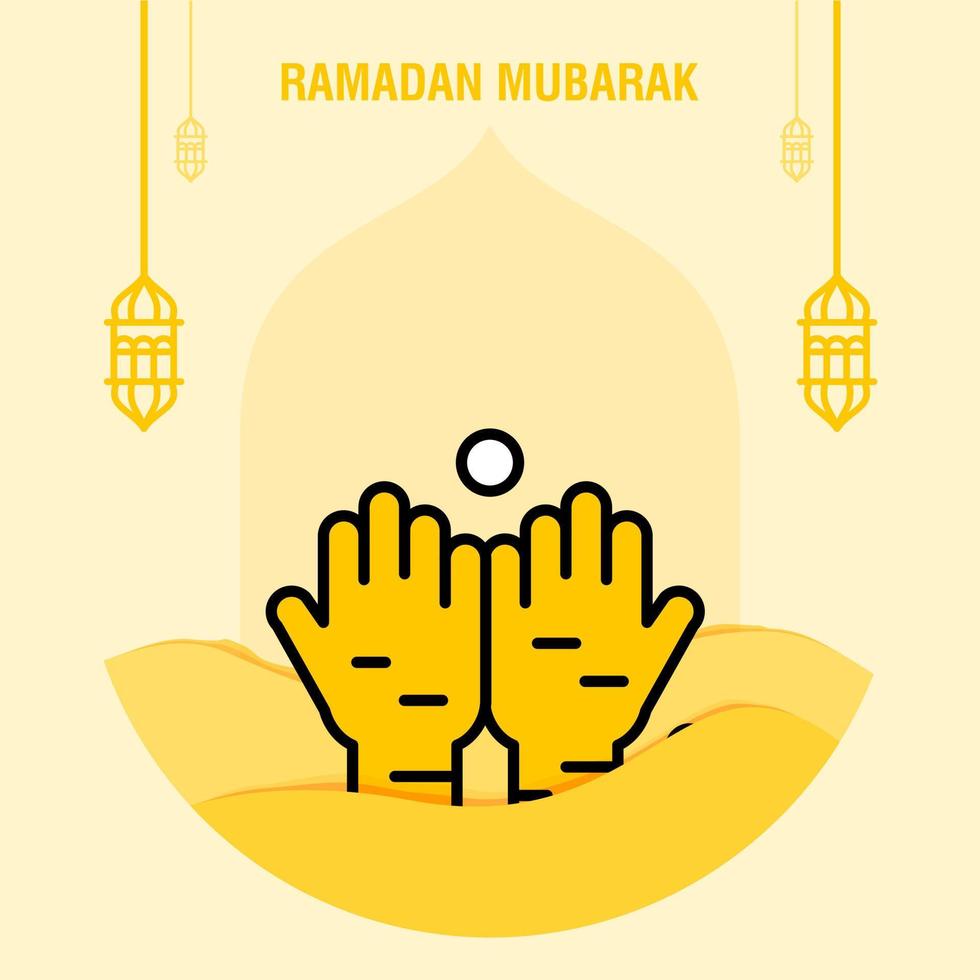 Ramadan kareem greeting template islamic crescent and arabic lantern vector illustration