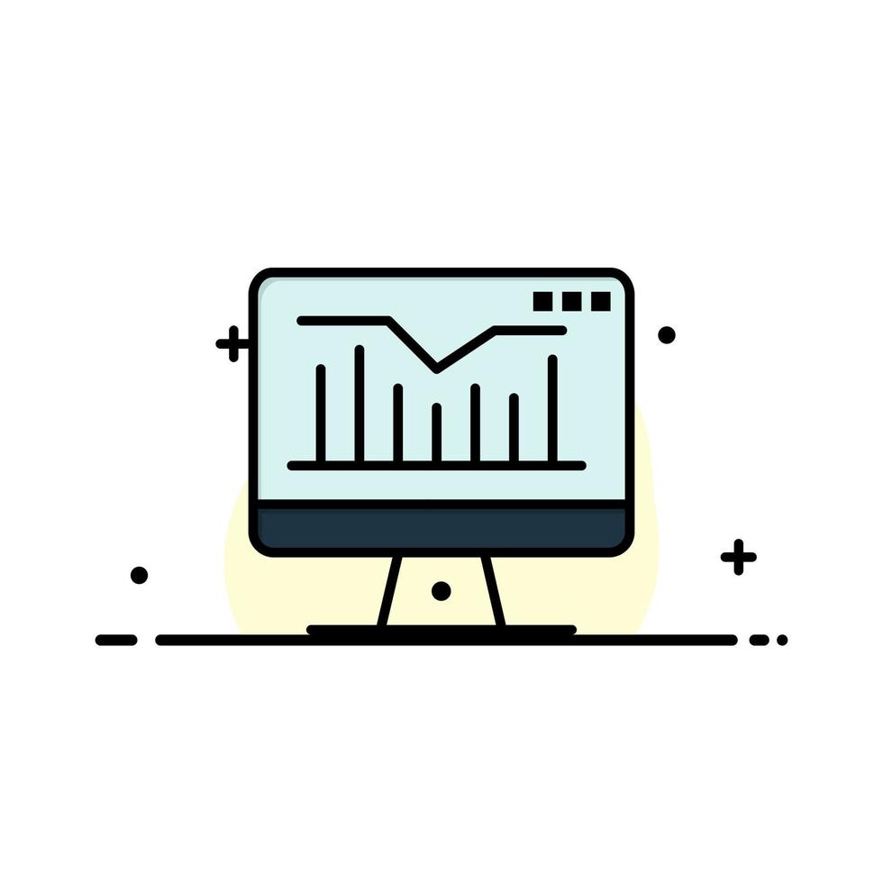 monitor de gráfico estático de computadora plantilla de logotipo de empresa color plano vector