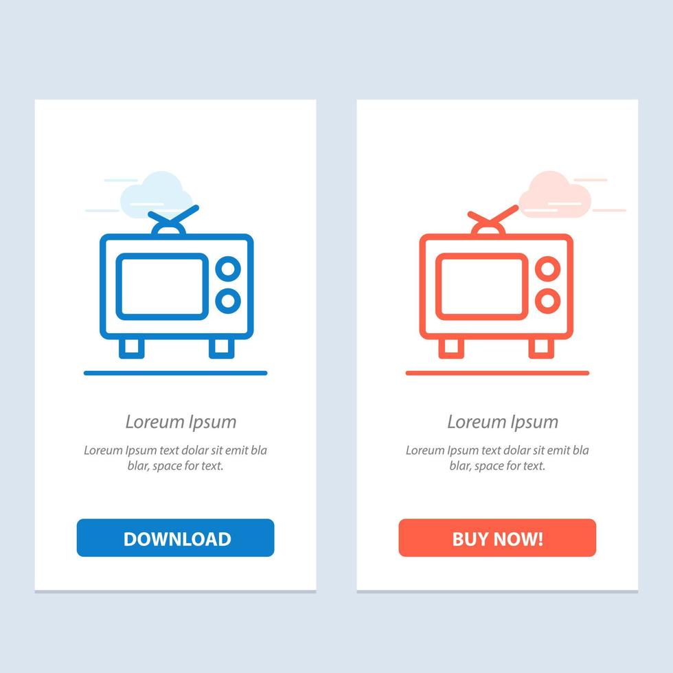 TV Television Media  Blue and Red Download and Buy Now web Widget Card Template vector