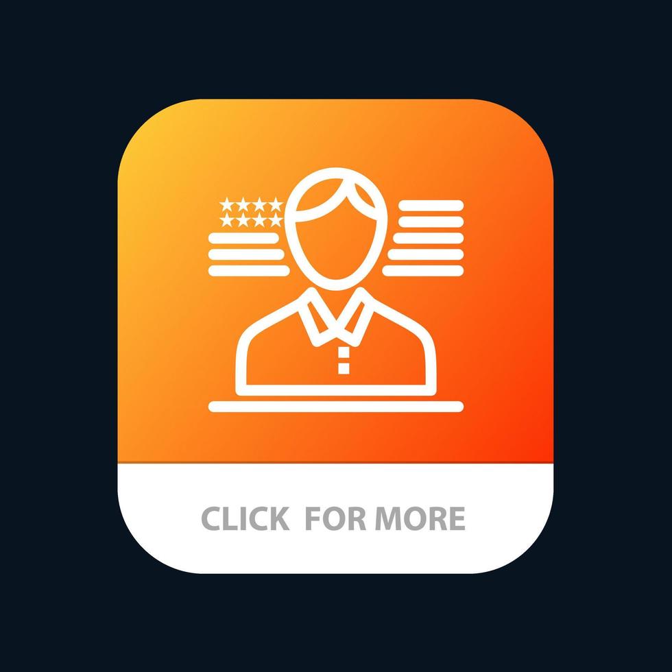 Man American Flag Mobile App Button Android and IOS Line Version vector