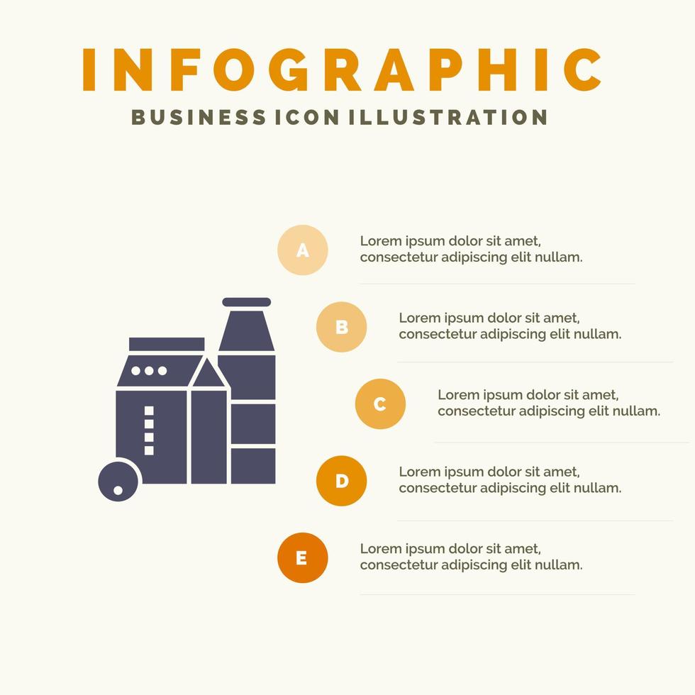 caja de leche botella compras infografías plantilla de presentación presentación de 5 pasos vector