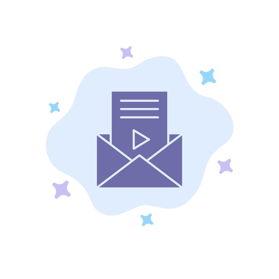 Mail Message Sms Video Player Blue Icon on Abstract Cloud Background vector