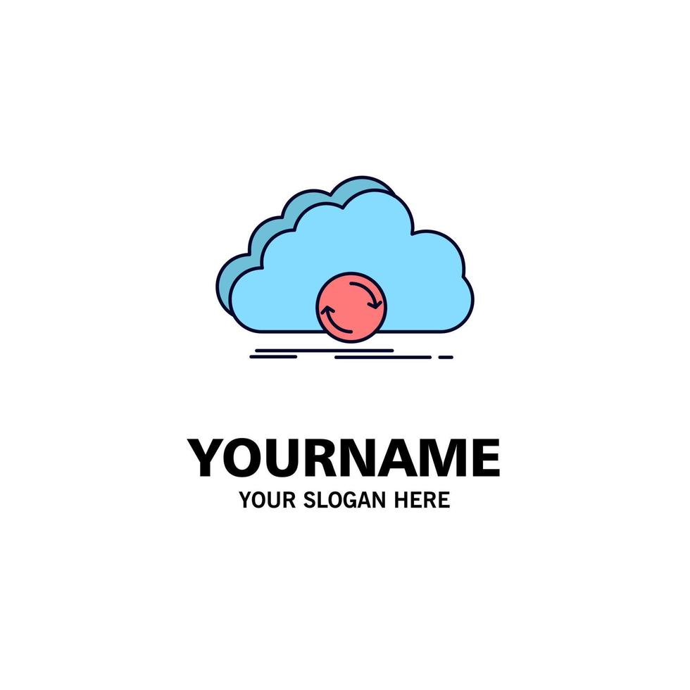 cloud syncing sync data synchronization Flat Color Icon Vector