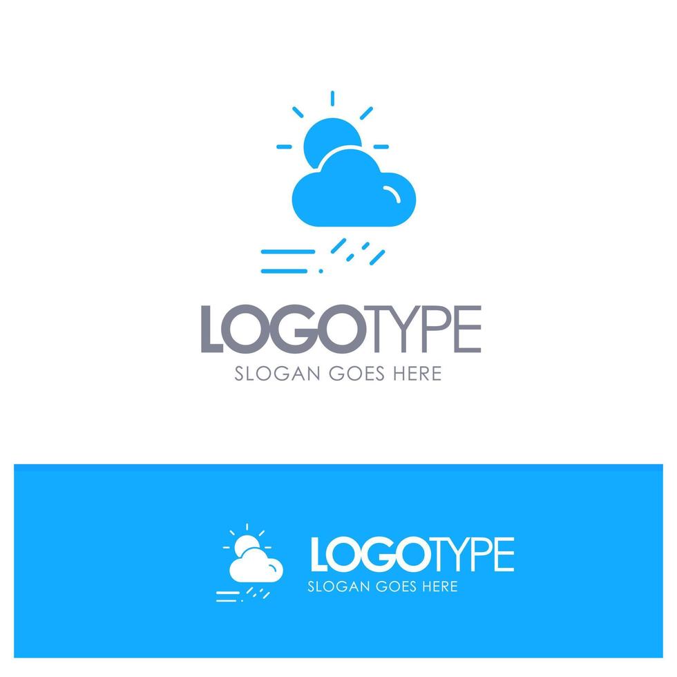 Cloud Day Rainy Season Weather Blue Solid Logo with place for tagline vector