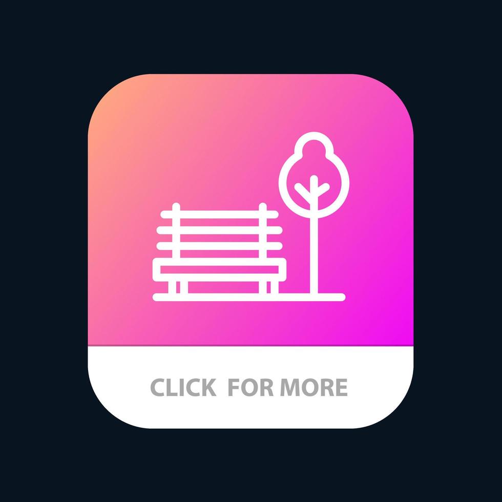 Bench Chair Park Hotel Mobile App Button Android and IOS Line Version vector
