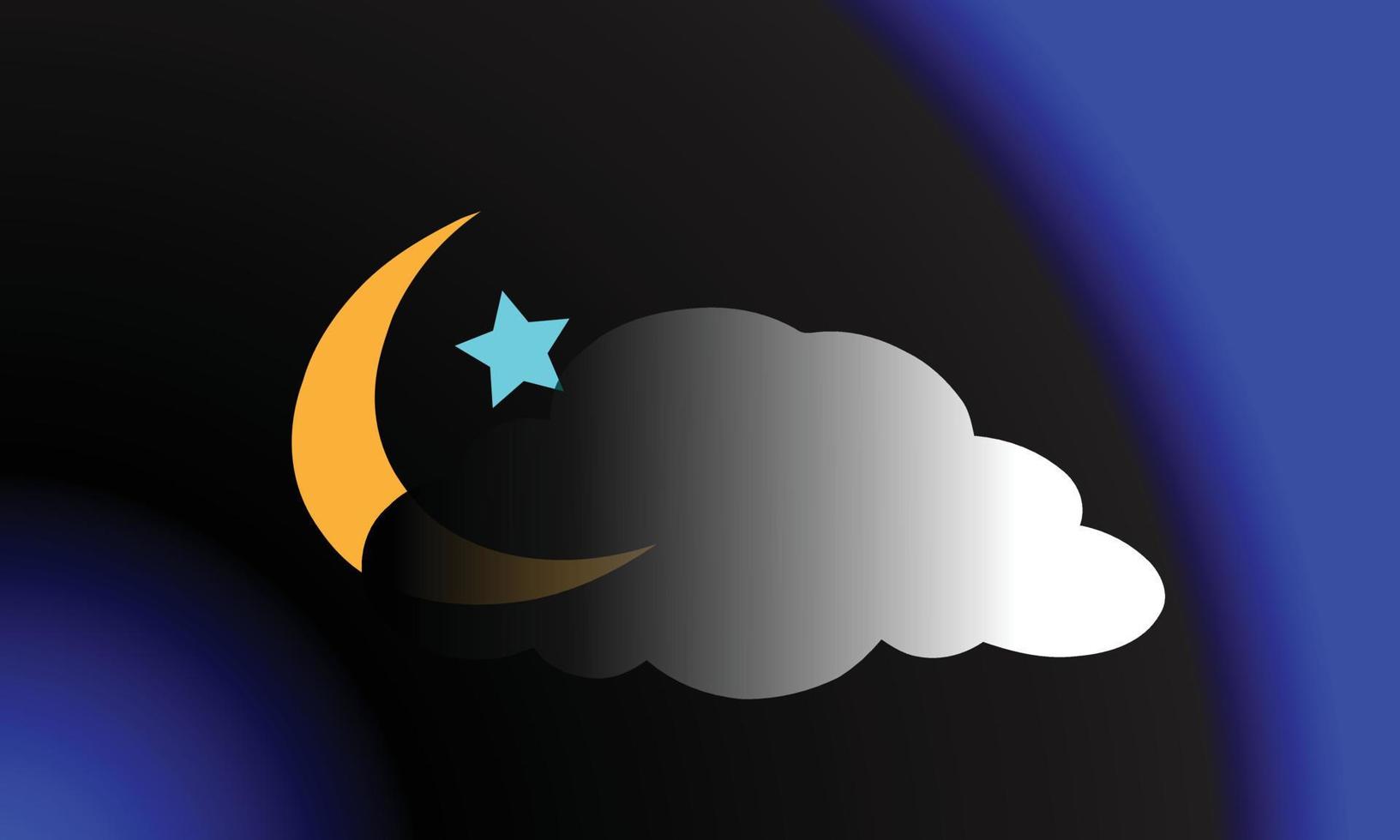 tarjeta de saludo ramadan kareem con media luna y estrellas, y nube, plantilla de fondo de degradado abstracto vectorial vector