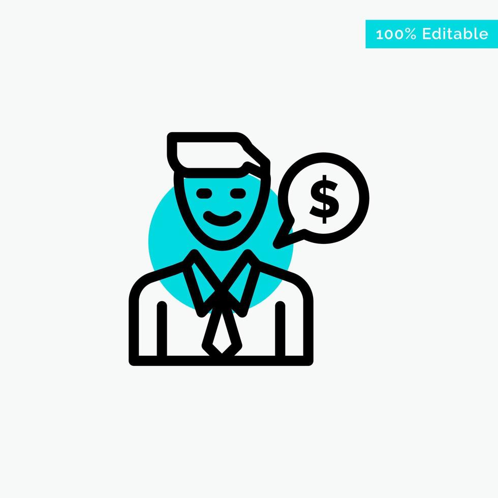 Man Work Job Dollar turquoise highlight circle point Vector icon