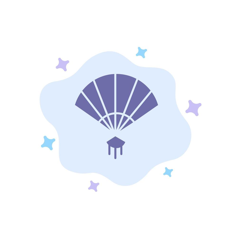 Fan Hand China Chinese Blue Icon on Abstract Cloud Background vector