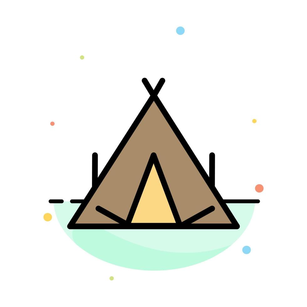 Camp Tent Wigwam Spring Abstract Flat Color Icon Template vector