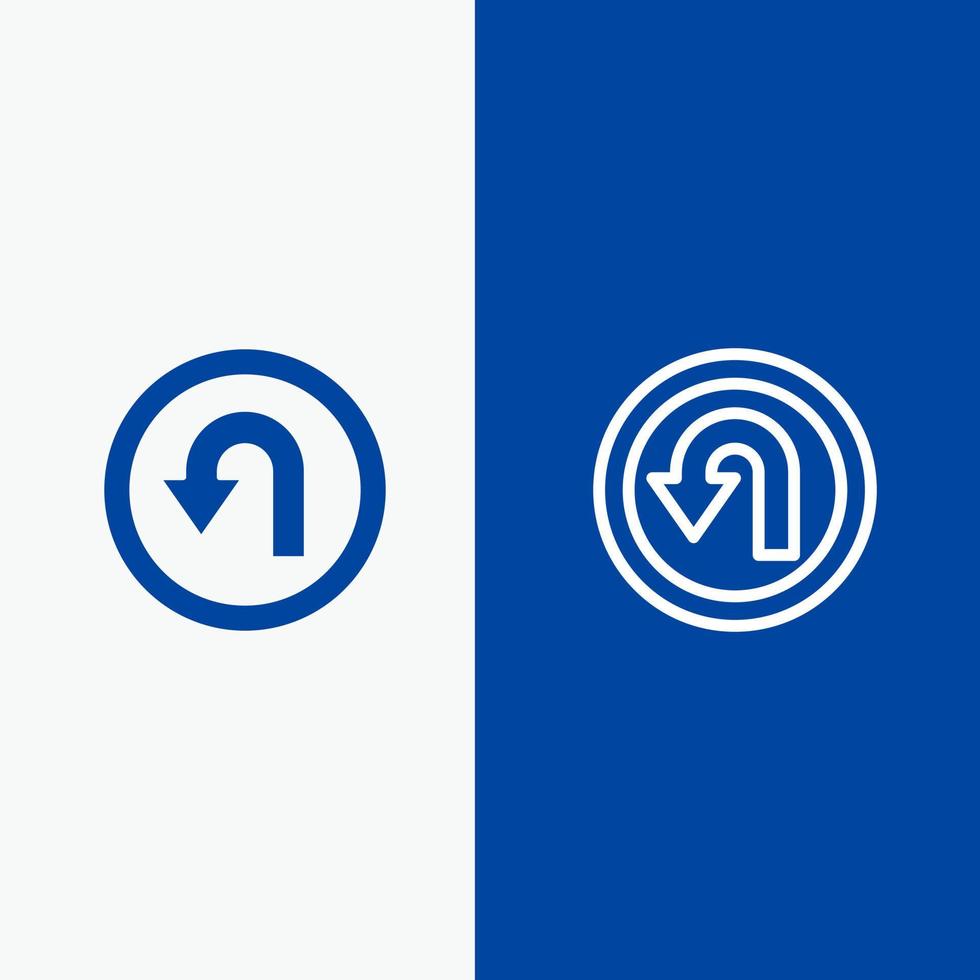 Arrow Back Navigation Way Line and Glyph Solid icon Blue banner Line and Glyph Solid icon Blue banner vector