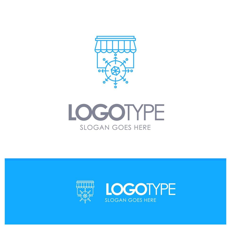 logotipo de contorno azul de negocio de objetivo comercial de tienda con lugar para el eslogan vector