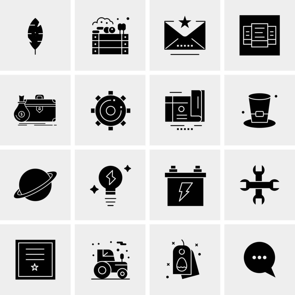 16 iconos de negocios universales vector ilustración de icono creativo para usar en proyectos relacionados con la web y dispositivos móviles