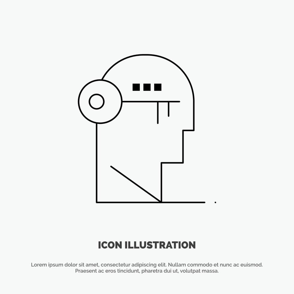 Brain Key Lock Mind Unlock Line Icon Vector