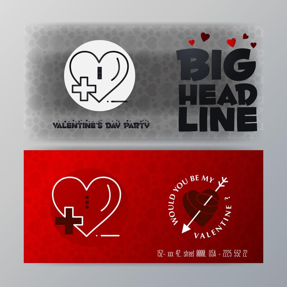 Valentines Day Big Banner Template Red Background vector