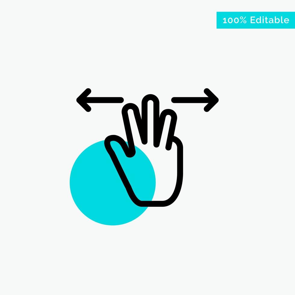 Gestures Hand Mobile Three Fingers turquoise highlight circle point Vector icon