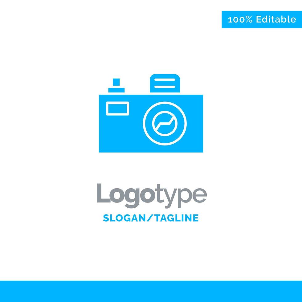 Camera Image Design Blue Solid Logo Template Place for Tagline vector