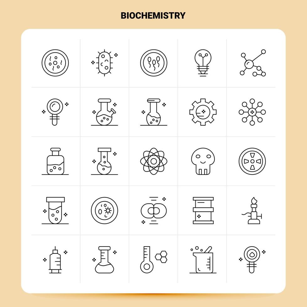 OutLine 25 Biochemistry Icon set Vector Line Style Design Black Icons Set Linear pictogram pack Web and Mobile Business ideas design Vector Illustration