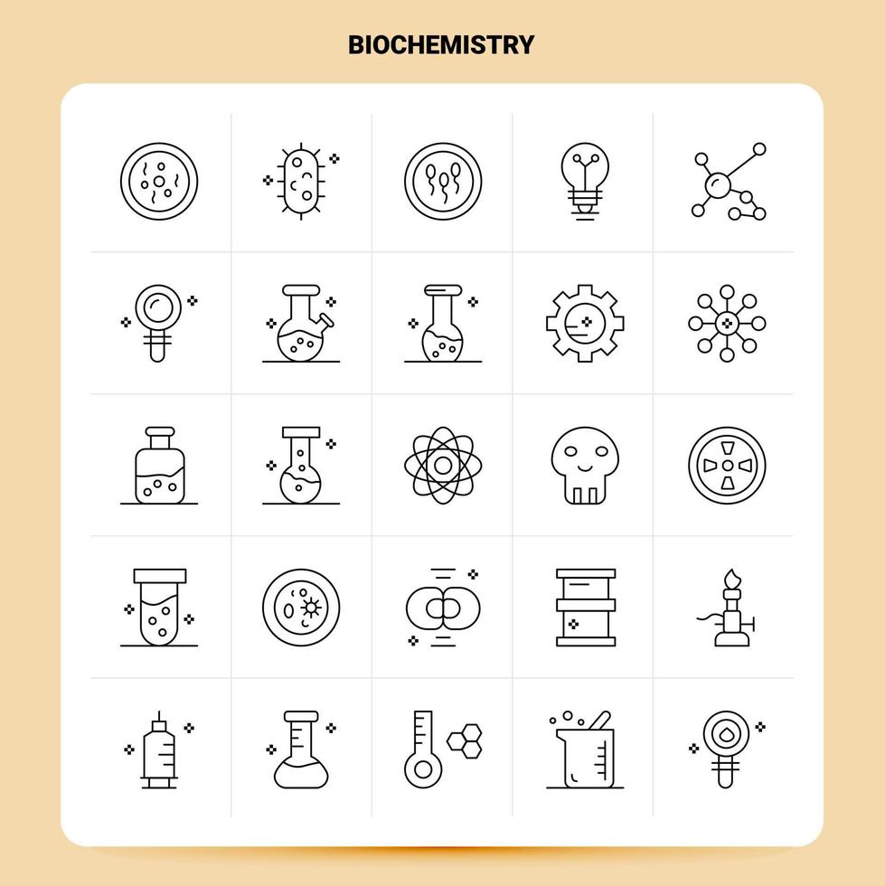 contorno 25 conjunto de iconos de bioquímica diseño de estilo de línea vectorial conjunto de iconos negros paquete de pictogramas lineales ideas de negocios web y móviles diseño ilustración vectorial vector