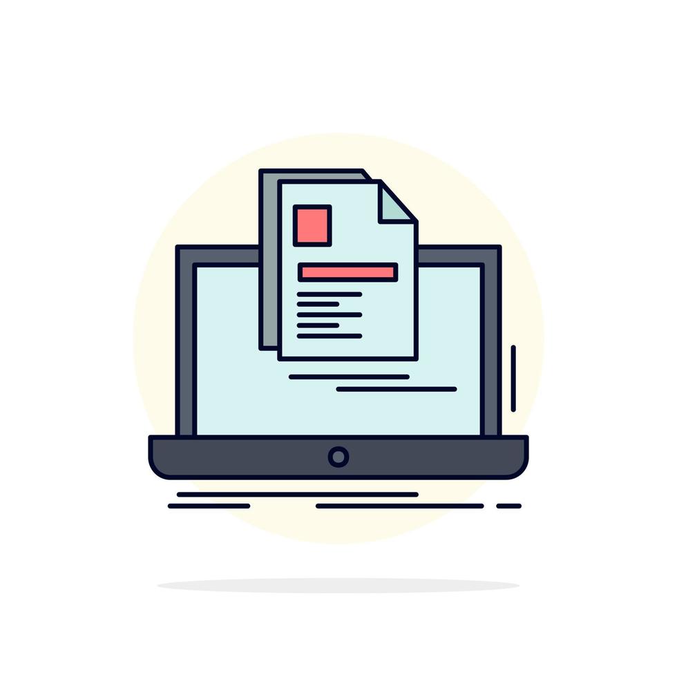 account Laptop Report Print Resume Flat Color Icon Vector