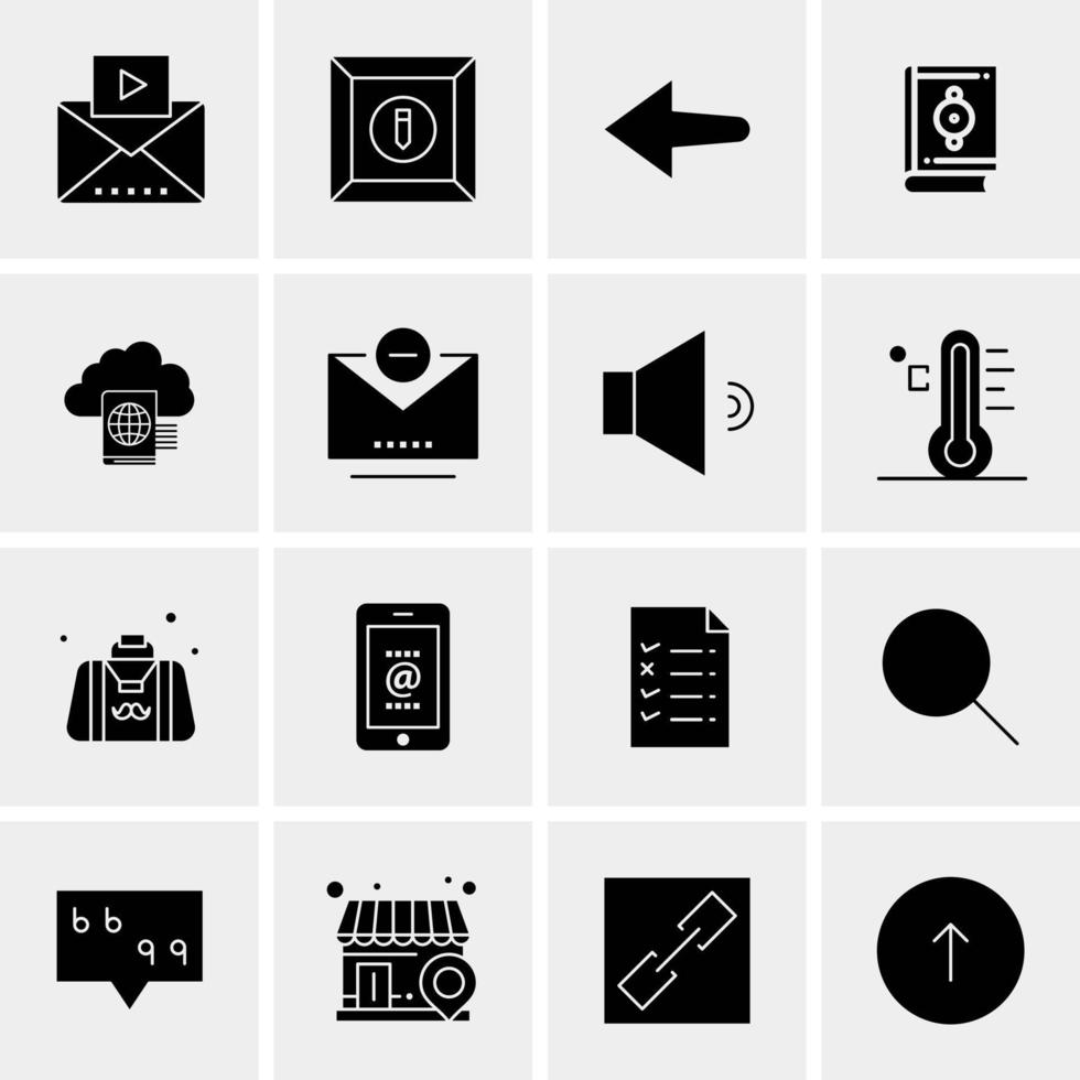 16 iconos de negocios universales vector ilustración de icono creativo para usar en proyectos relacionados con la web y dispositivos móviles