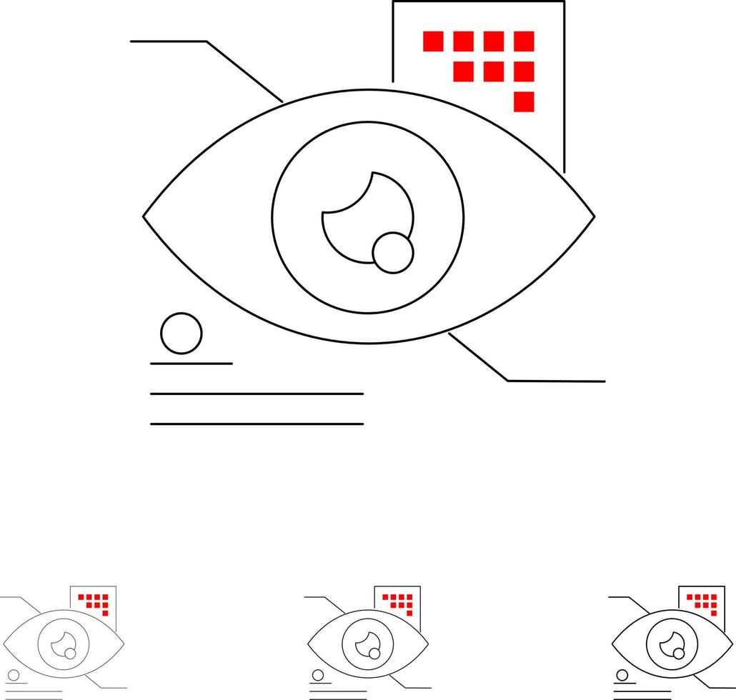 Eye Tap Eye tap Technology Bold and thin black line icon set vector