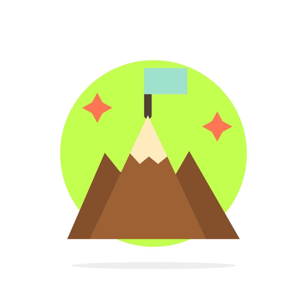icono de color plano de fondo de círculo abstracto de interfaz de usuario de bandera de montaña vector